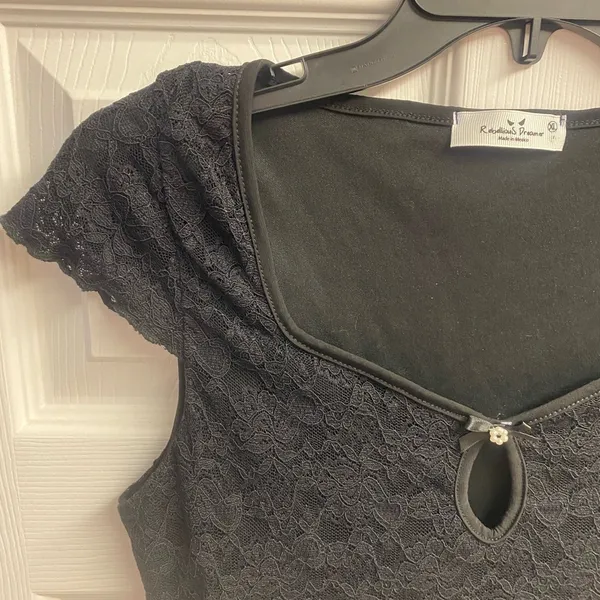 NWT Rebellious Dreamer Y2K Black Lace Crop Top Size XL - Image 2