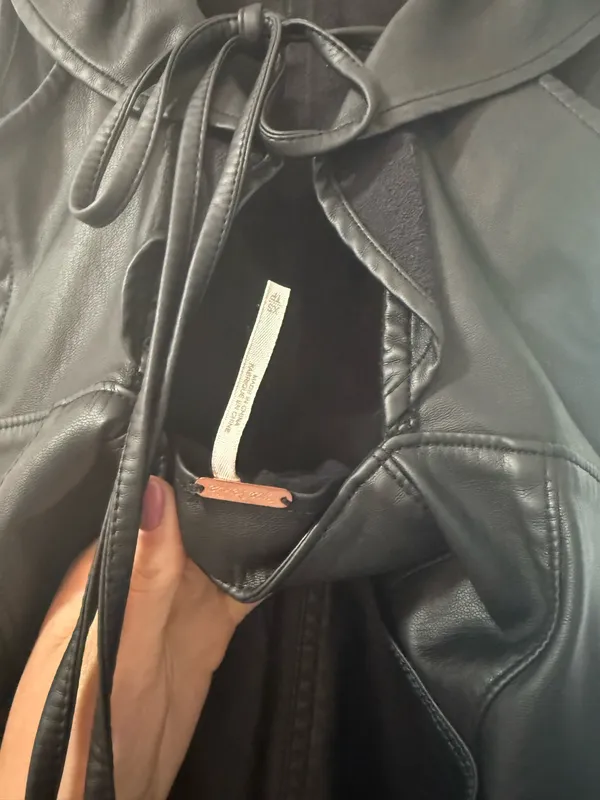 Free People Faux Leather Romper Black - Image 4