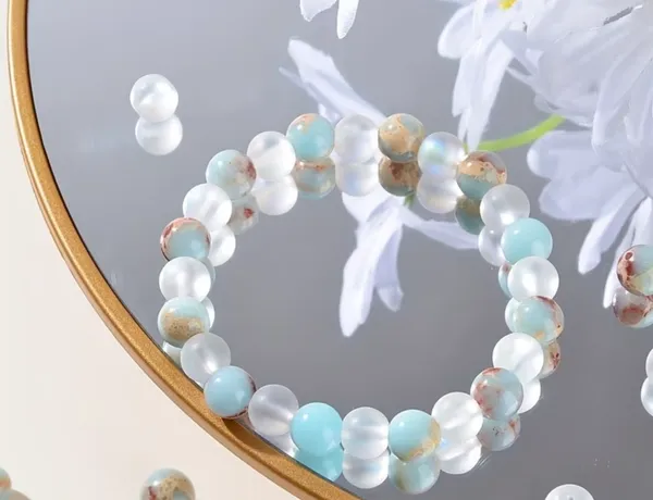 & Other Stories Bohemian Style Pastel Colors 8mm Bead Bracelet - Image 2
