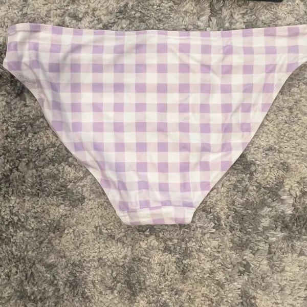 NWT Aerie purple and white gingham bikini bottom size medium women's - Image 5