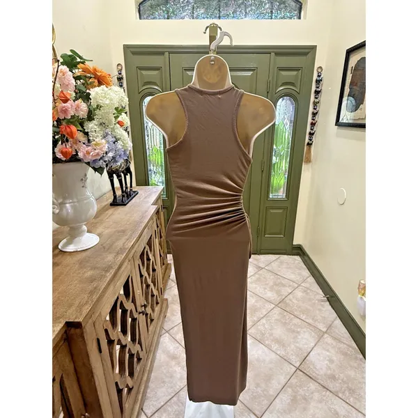 Beautiful Coffee-Colored Maxi Dress – Size S - Image 5