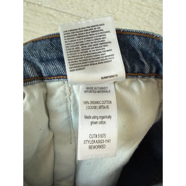 AGOLDE Reworked Denim Mini Skirt Blue Organic Cotton Raw Hem Size 29‎ - Image 5