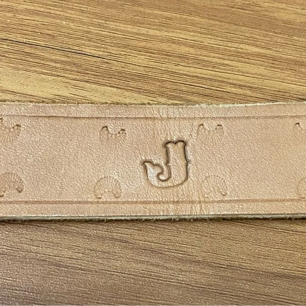 JP Long Horn Studded Brown Leather Gold Buckle Belt Waist 28”-30” Made in Italy - Image 9
