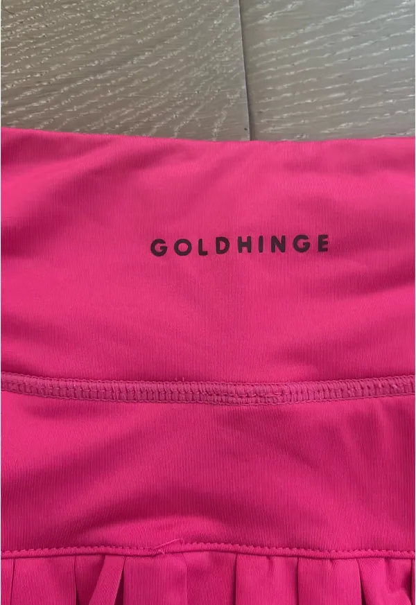 Gold Hinge Pleated Tennis Skirt with Built-In Tennis Shorts Pink - Image 3