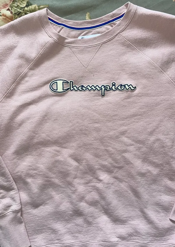 Champion Sweatshirt Light Pink Size Adult Large Vintage - Image 2