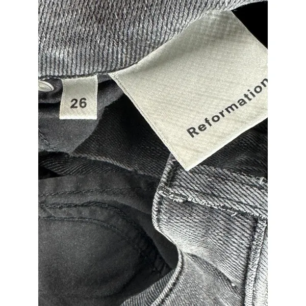 Reformation Selma High & Skinny Jeans Fraser Grey Wash Size 26 Sustainable - Image 3
