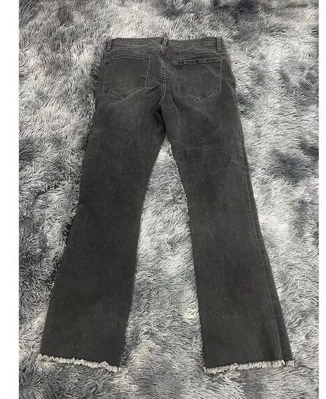 Free People Charcoal Gray Wash Straight Leg‎ Denim Jeans Size 28 Raw Hem - Image 2