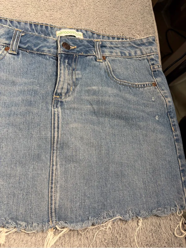 Aeropostale y2k vintage Denim Frayed Hem Mini Skirt blue jean 5/6 - Image 3
