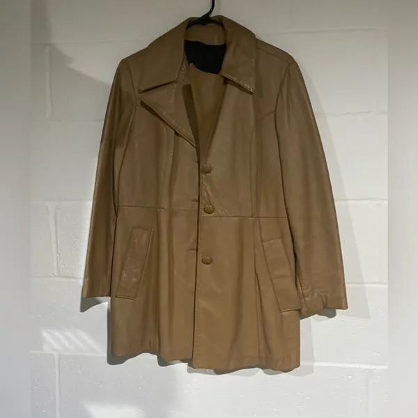 Brown leather jacket Size M - Image 2