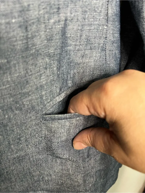 Club Monaco Borrem Linen Blue Heathered One Button‎ Preppy Quiet Luxury Blazer - Image 5