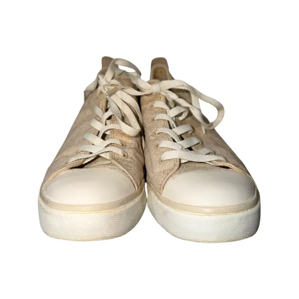 UGG Linen Canvas Lace Up Sneakers Beige Casual Comfort‎ Shoes Women 8.5 Metallic - Image 4