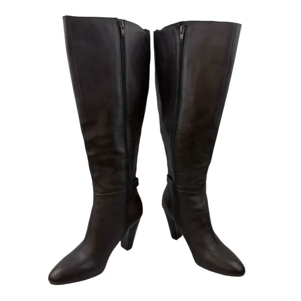*Marc Fisher Shayna Tall Heeled Boots Womens 7.5 Brown Leather Classic Academia - Image 9