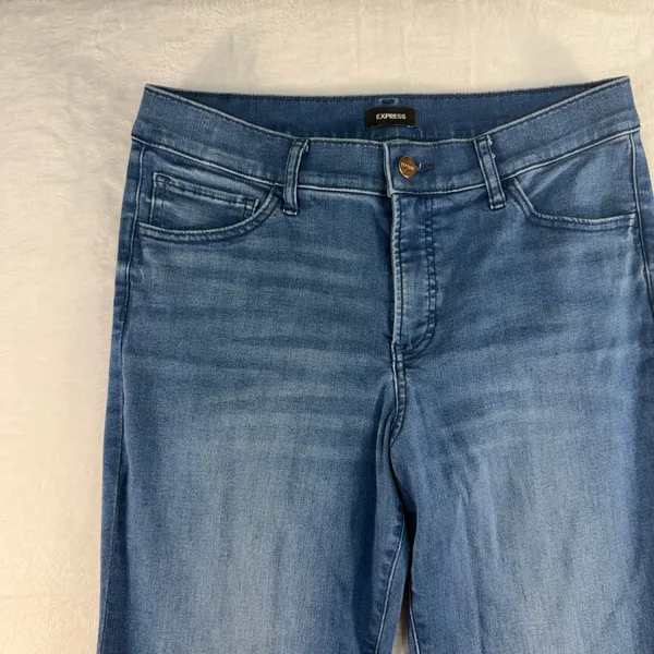 Express‎ 12 Jeans 70s Flare Mid Rise Conscious Edit Medium Wash Blue Boho Retro - Image 5
