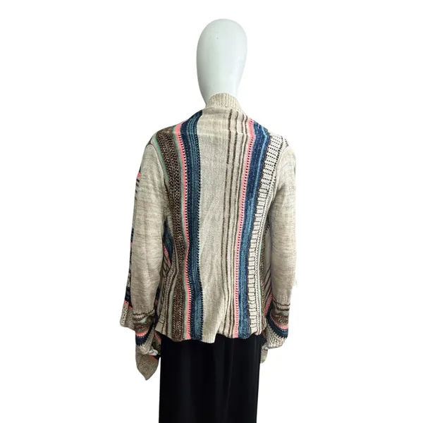Love on a Hanger Striped Open Front Waterfall Cardigan Sweater Size Medium - Image 3