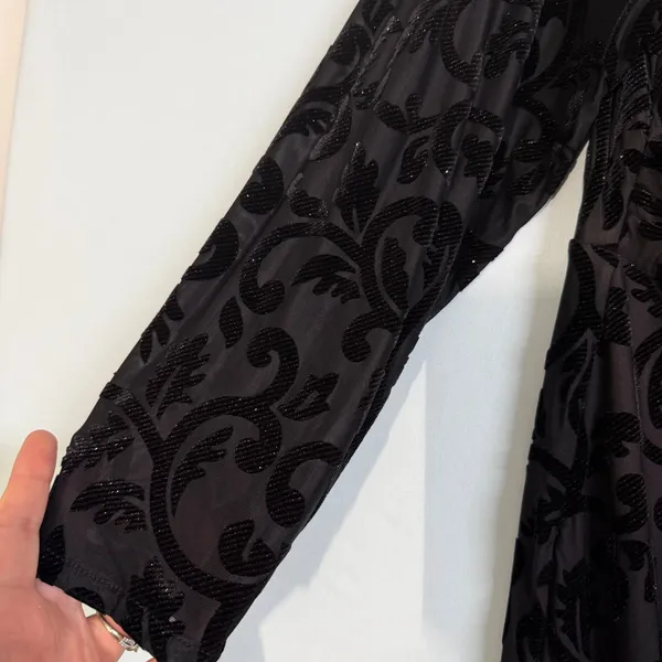 Adrianna Papell Size-22W Black Dress Glitter Velvet Faux‎ Wrap Cocktail - Image 10