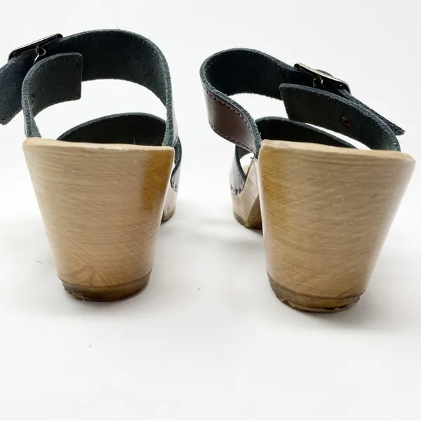 Sven Originals 2 Strap Buckle Wood Swedish Wooden Sandals Clogs Pewter 35 5 - Image 10