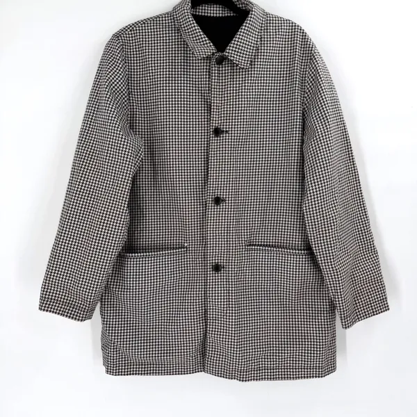 Ralph Lauren Reversible Coat Women Large‎ Black Houndstooth Dark Academia - Image 2