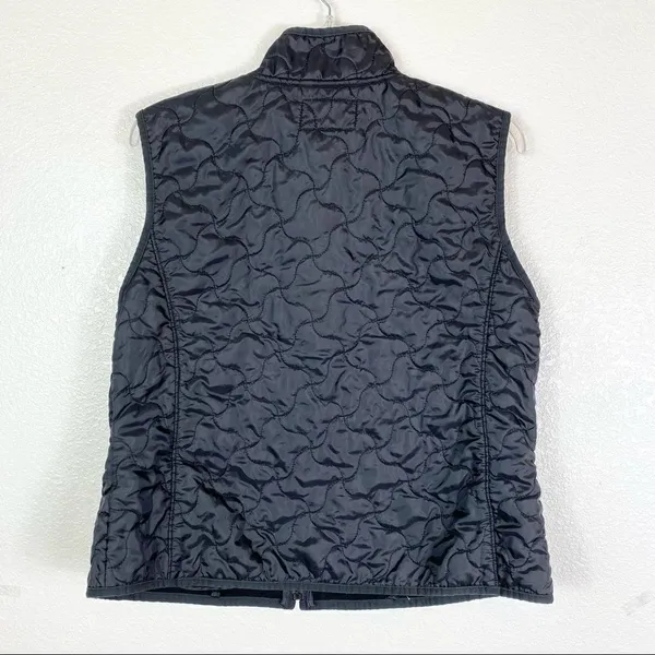 Prospirit Black Squiggly Stitched Quilted Zip Up Vest - Image 2