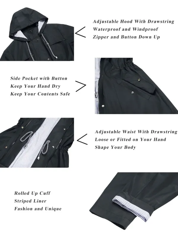 Hount Women Rain Jacket Lightweight Waterproof Lined Raincoat Trench Coat. Sz 8 - Image 3