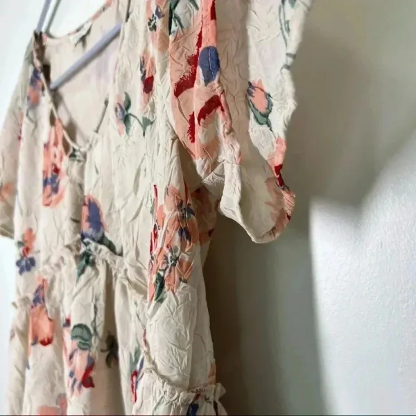 LUCKY BRAND Women's Pink Floral Flutter short sleeve Top S - Image 10