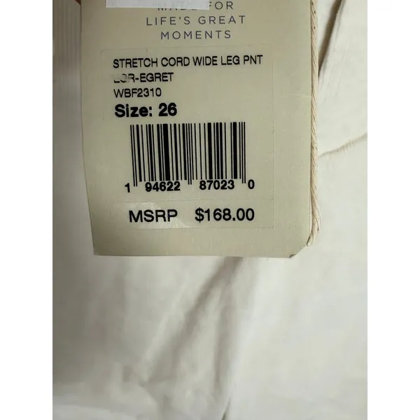 Faherty Stretch‎ Cord Wide Leg Blank NWT size 26 - Image 2