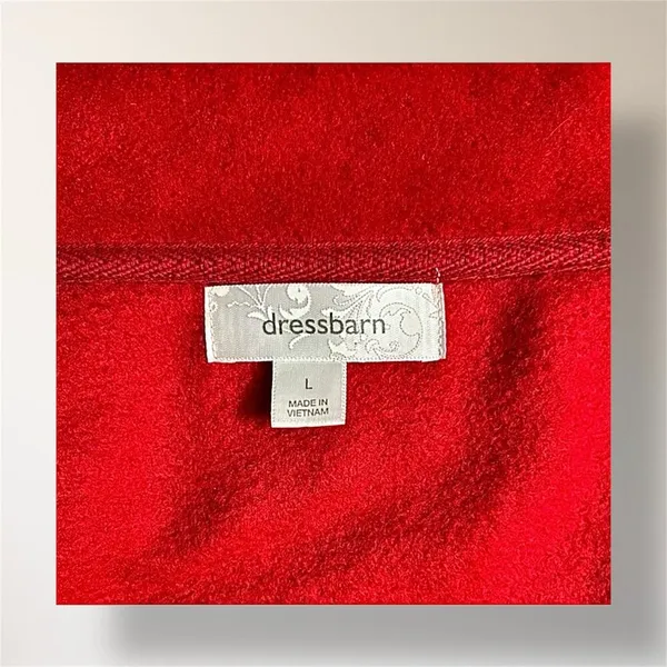 Dressbarn L Red Fleece Toggle Button Jacket Mock Neck Pockets‎ Cozy Outerwear - Image 8