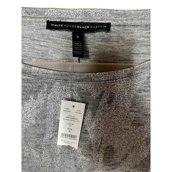 White House black market silver print top NWT small‎ - Image 5