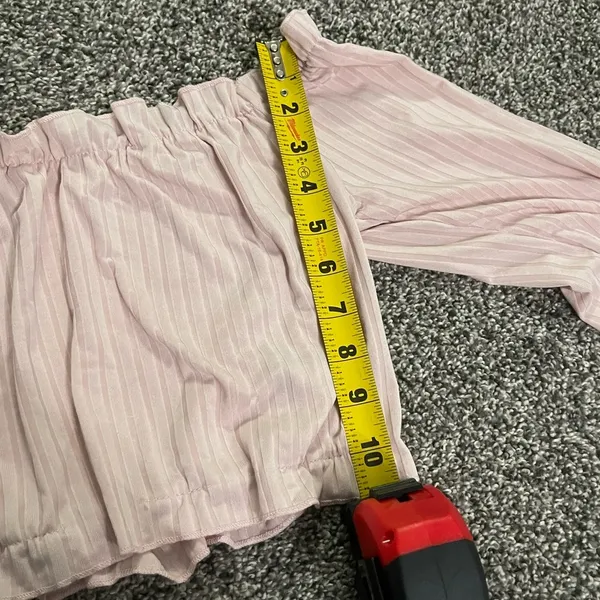 Shein pink striped long sleeve crop top L - Image 5