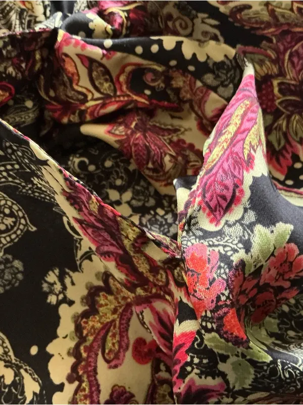 Free people goddess lounge pants size s satin x-wide leg floral paisley print - Image 9
