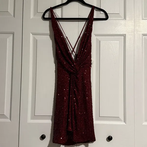 ASTR‎ the Label Sequin Twist Front Mini Party Dress Red Size Medium NWT C28 - Image 4