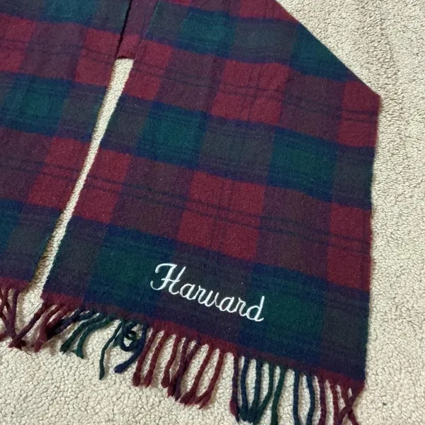 Harvard Tartan Plaid‎ Lambswool Scarf Embroidered Initials Made in Scotland - Image 3