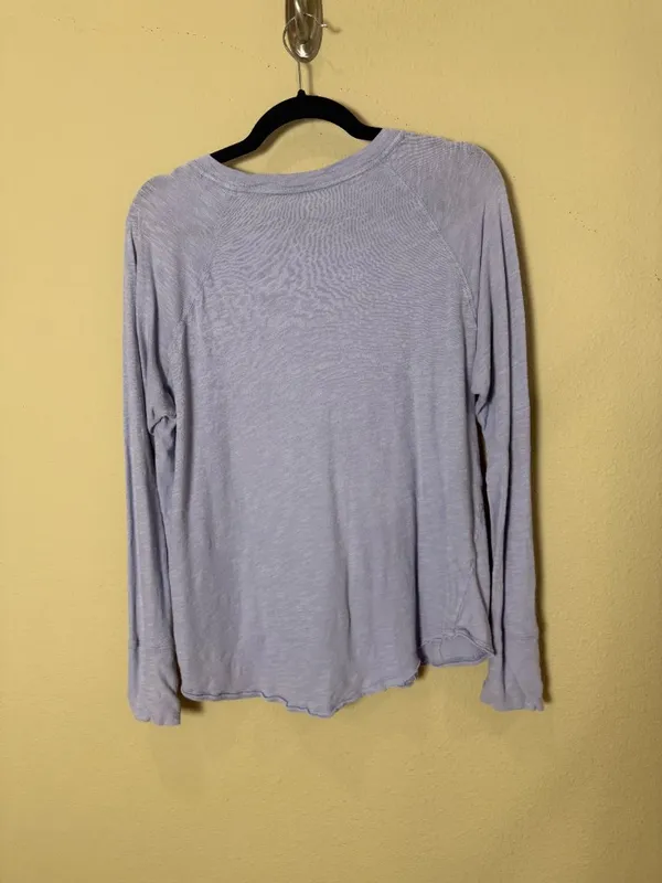 Zella Relaxed Washed 2.0 Long Sleeve Slub Tee Light Blue Lilac Colorway Size XS - Image 6