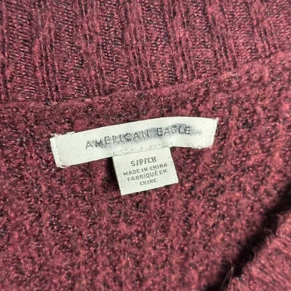 American Eagle Women‎ Burgundy Stripes Knit Pullover Sweater size Small - Image 4