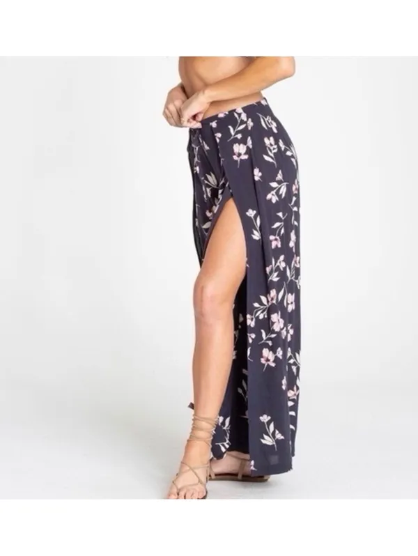 Billabong Black Floral Adventure Spirit Pull-On Wide-Leg Pants Size M - Image 2