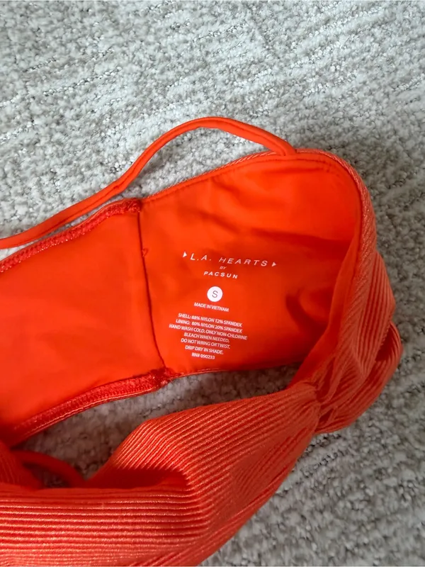PacSun Bright Orange Ribbed Bikini Set - Image 4