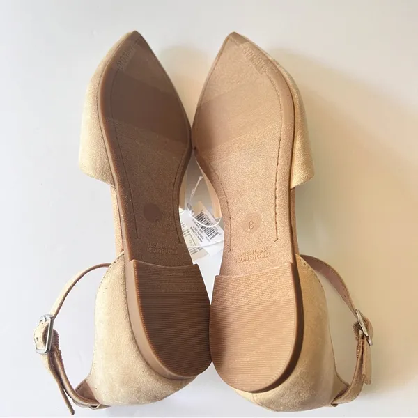 Old Navy Women's Pointy Toe Low Heel Ankle Strap Flats Desert Floor Sz 8 - Image 12