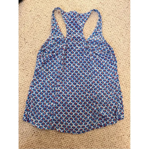 Joie 100% Silk Blue Animal Print‎ Racerback Tank Top Medium Layering Boho - Image 10