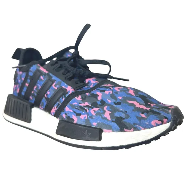 adidas NMD_R1 Boost Running Shoes Blue Pink Camo Primeknit‎ Sneakers Womens 5.5 - Image 6