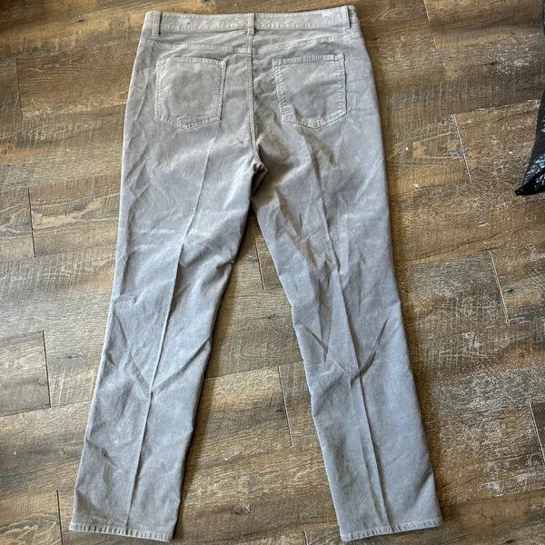 Talbots Womens‎ 16 High-Waist Straight-Leg Corduroy Pants Gray Stretch Cotton - Image 4