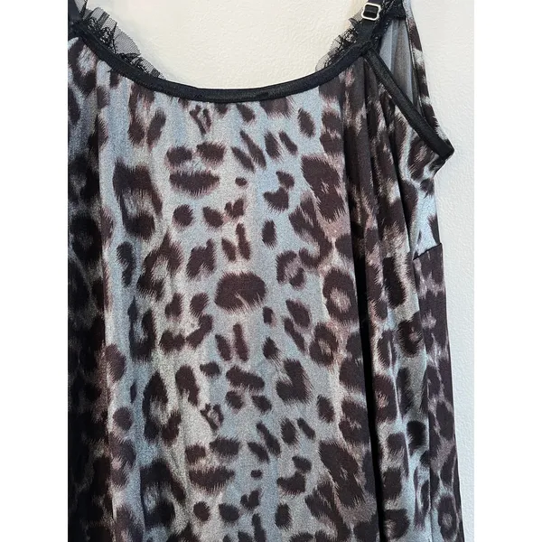 Leopard Slip Dress Lace‎ Tulle Y2K Grunge Coquette Going Out Mini M - Image 4