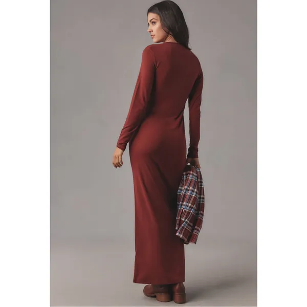 Reformation Tommie Knit Maxi‎ Dress NWT Wine Red Long Sleeve M - Image 2