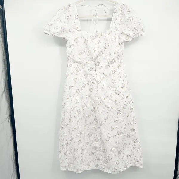 Lulus Womens Darling Appeal Floral Puff Sleeve Cottagecore Milkmaid Midi Dress L - Image 11
