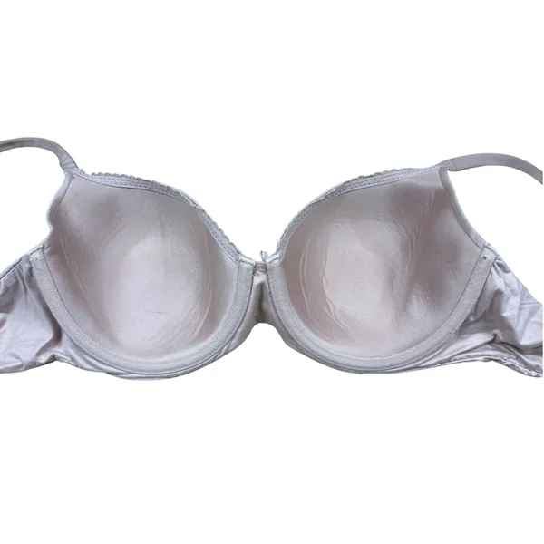 Victoria's Secret Lined Demi‎ Underwire Bra Nude Beige Satin Basic Size 34DD - Image 4