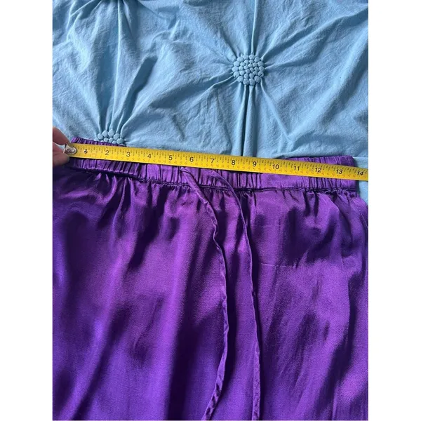 SELECTED Femme Purple Satin Midi Skirt Side Slit Drawstring Waist Size Small - Image 7
