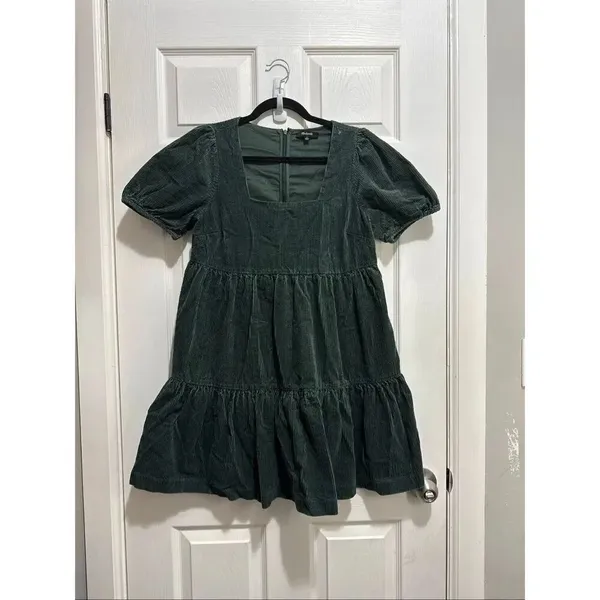 Madewell corduroy aidy square-neck tiered mini dress 2 - Image 2