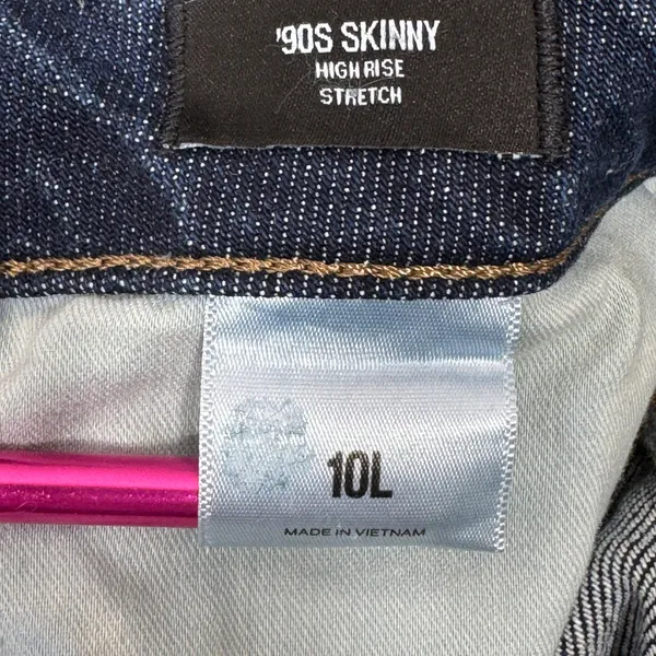 Express 90s High Rise Stretch Skinny Jeans‎ Dark Blue Size 10 Long - Image 11