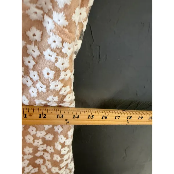 Floral Lace Cami Mini Dress White Tan‎ Ruffle Hem Tie Front Cottage Small - Image 6