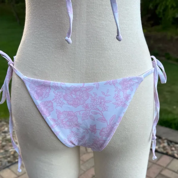Colorful Natalie White with pink bows bikini set - Image 5