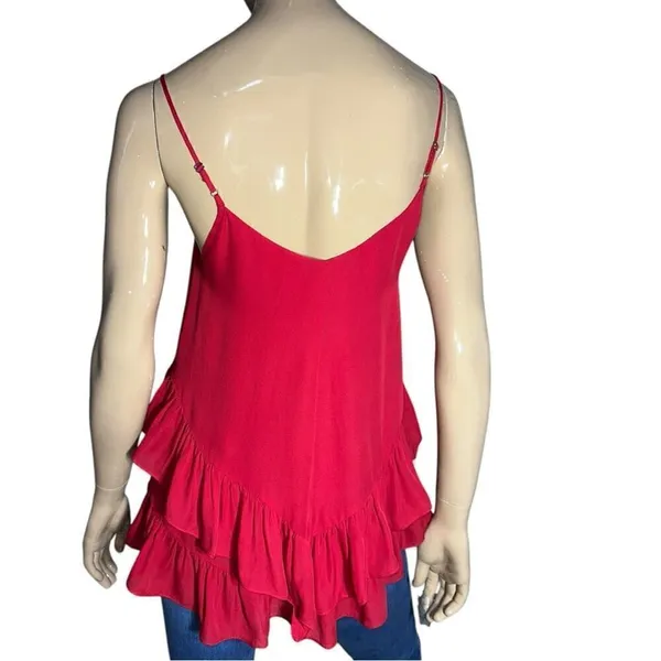 Madison Marcus Women’s S Red Silk Double Ruffled Hem Spaghetti Strap Camisole - Image 5