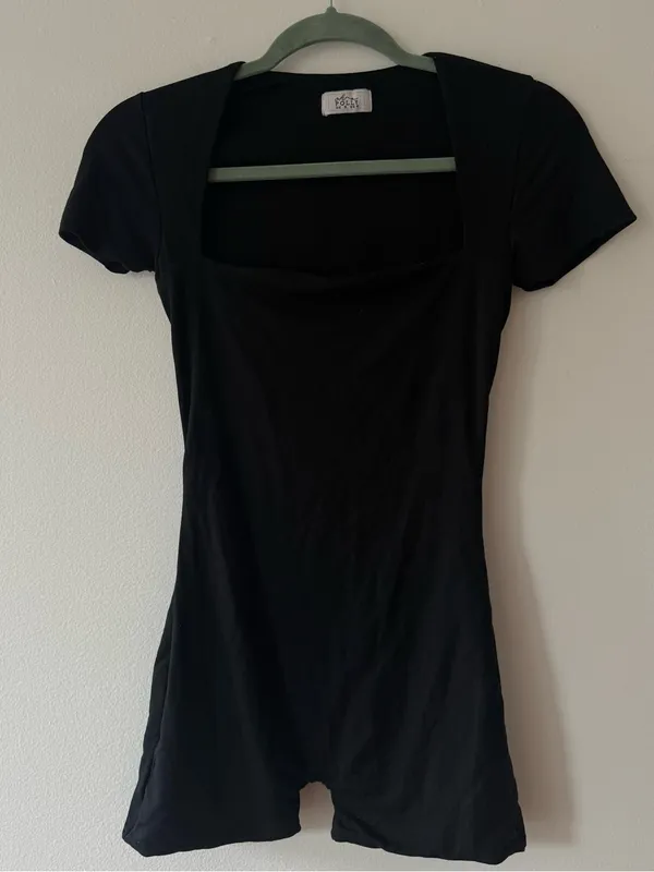 Ohpolly Black Square Neck Short Sleeve romper - Image 2